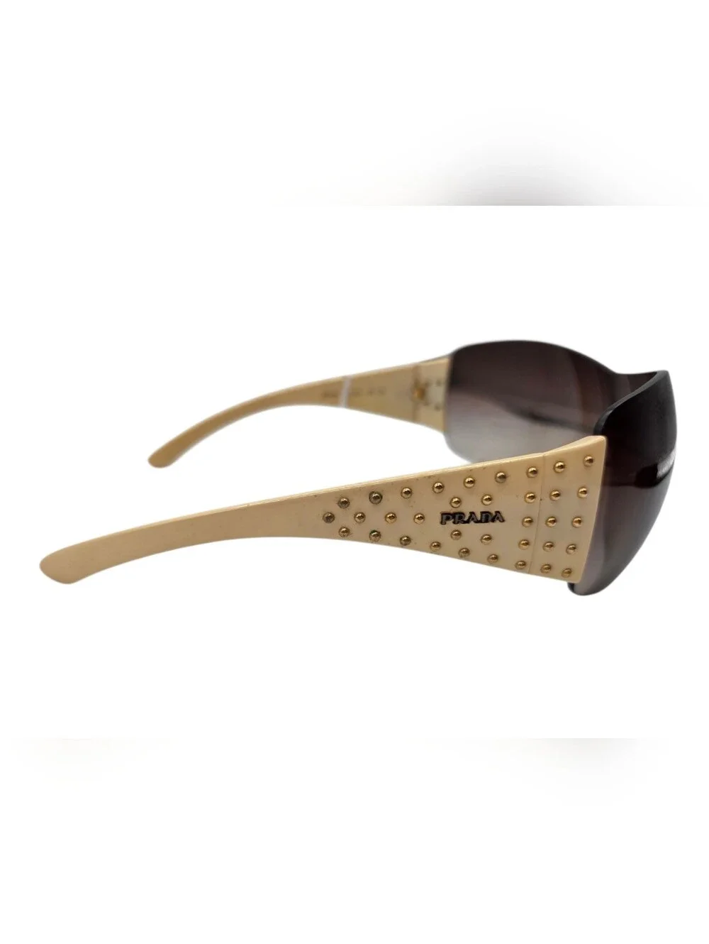 Prada Brown Studded Gradient Shield Sunglasses